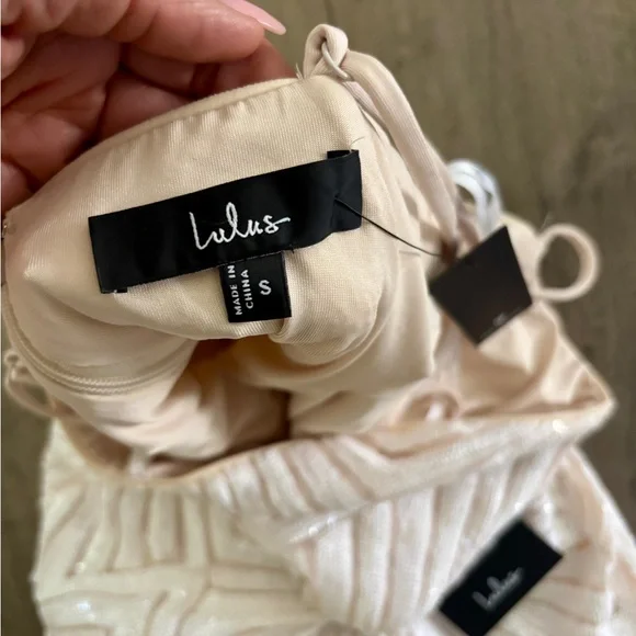 Lulu's Lost In Your Eyes White Sequin Bodycon Mini Dress -NWT - Picture 5 of 9